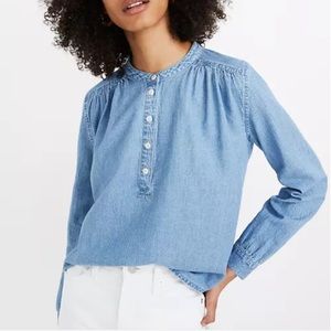 Madewell denim shirred popover